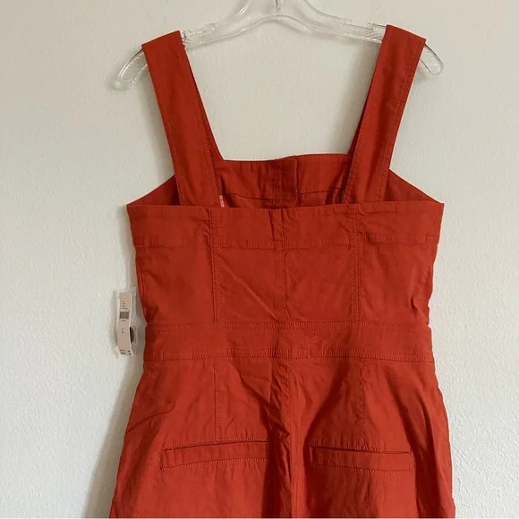 Maeve The Portside Jumpsuit 10 Wide Leg Linen Blend Square Neck Rust Orange NWT - Picture 8 of 15
